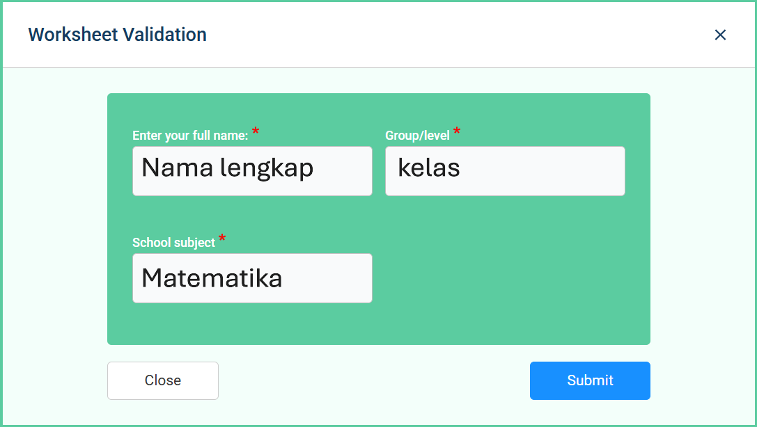 Contoh tombol selesai